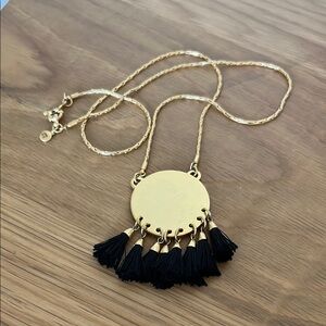 Elegant Gold and Black Tassel Necklace